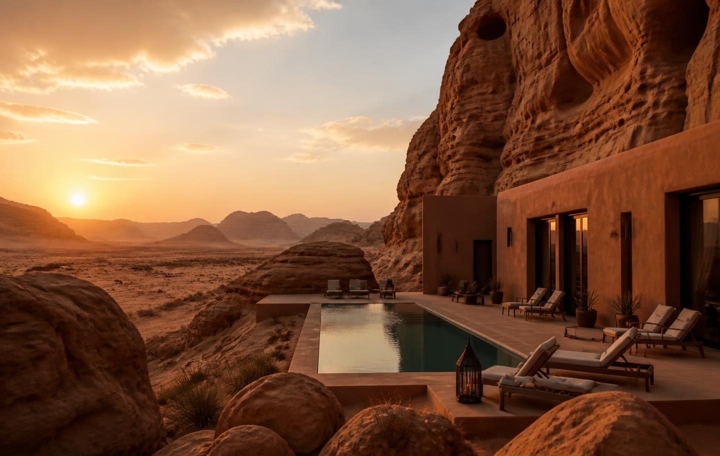 Lohha | لوحة nestled among the sandstone formations of Alula at golden hour